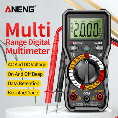 ANENG SZ301 Professional Ψηφιακά Πολύμετρα Δοκιμαστικών Απαγωγών AC/DC τάσης ρεύματος Αυτόματος ελεγκτής Αμπερόμετρο χωρητικότητας Εργαλεία μετρητή