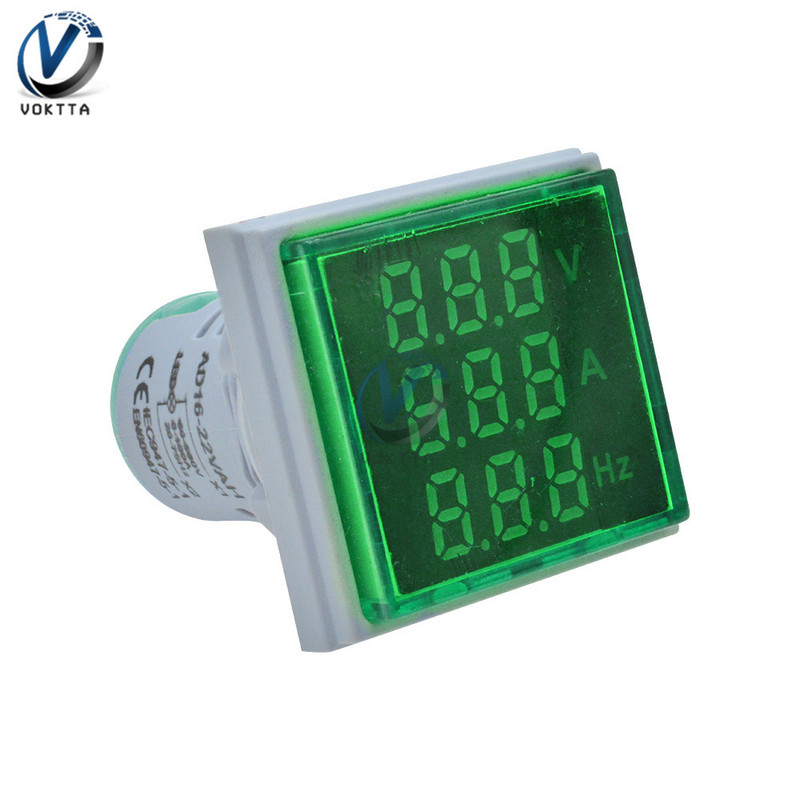 AC 60 ~ 500 V 3 in 1 Skaitmeninis srovės voltmetras Ampermetras Hercų dažnio matuoklis Srovės įtampos indikatorius testeris Amp signalo lemputė 22 mm