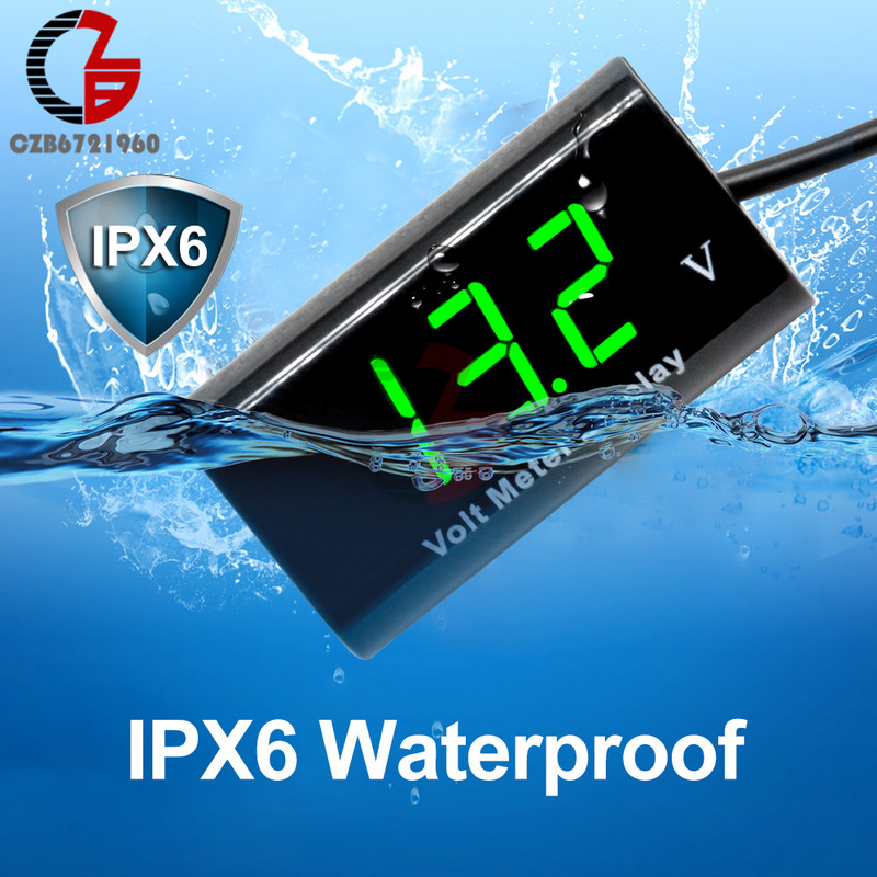 IPX6 DV 3-18V motorkerékpár digitális feszültségmérő 12V autós feszültségmérő Volt lítium ólom-sav akkumulátor kapacitás teszter monitor detektor