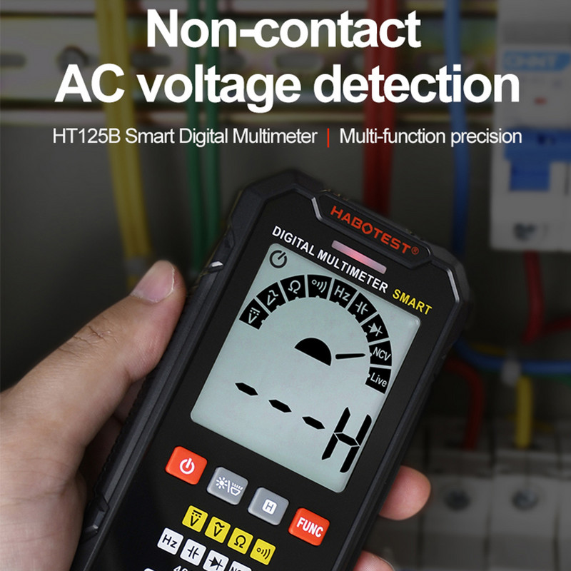 HABOTEST HT125 digitális intelligens multiméter 600V Ture RMS AC DC NCV teszter Ohm kapacitás Hz feszültségmérő Smart Multitester