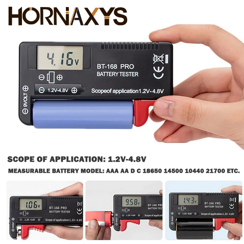 BT-168 AA/AAA/C/D/9V/1,5V elemek Univerzális gombelem elem színkódolt mérő, feszültségmérő ellenőrző BT168 teljesítmény