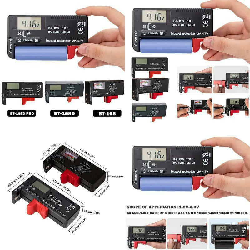 BT-168 AA/AAA/C/D/9V/1,5V elemek Univerzális gombelem elem színkódolt mérő, feszültségmérő ellenőrző BT168 teljesítmény