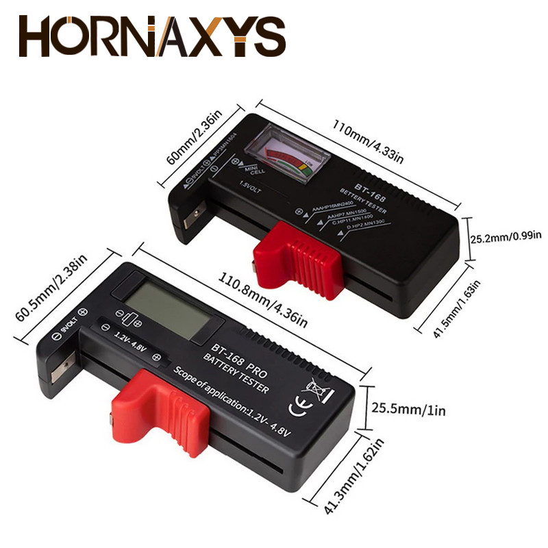 BT-168 AA/AAA/C/D/9V/1,5V elemek Univerzális gombelem elem színkódolt mérő, feszültségmérő ellenőrző BT168 teljesítmény