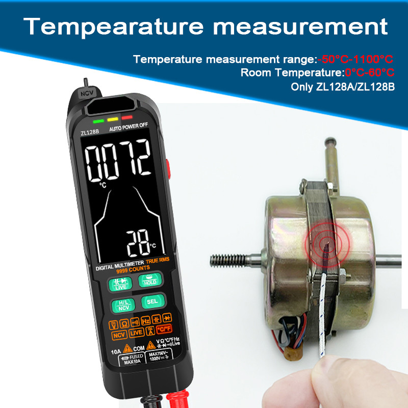 Digitālais multimetrs Maiņstrāvas un līdzstrāvas sprieguma un strāvas noteikšana USB uzlādes RMS NCV Intelligent Measurement Temperature Multimeter