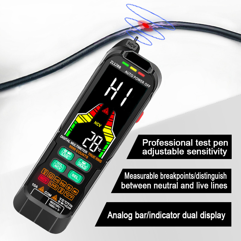 Digitālais multimetrs Maiņstrāvas un līdzstrāvas sprieguma un strāvas noteikšana USB uzlādes RMS NCV Intelligent Measurement Temperature Multimeter