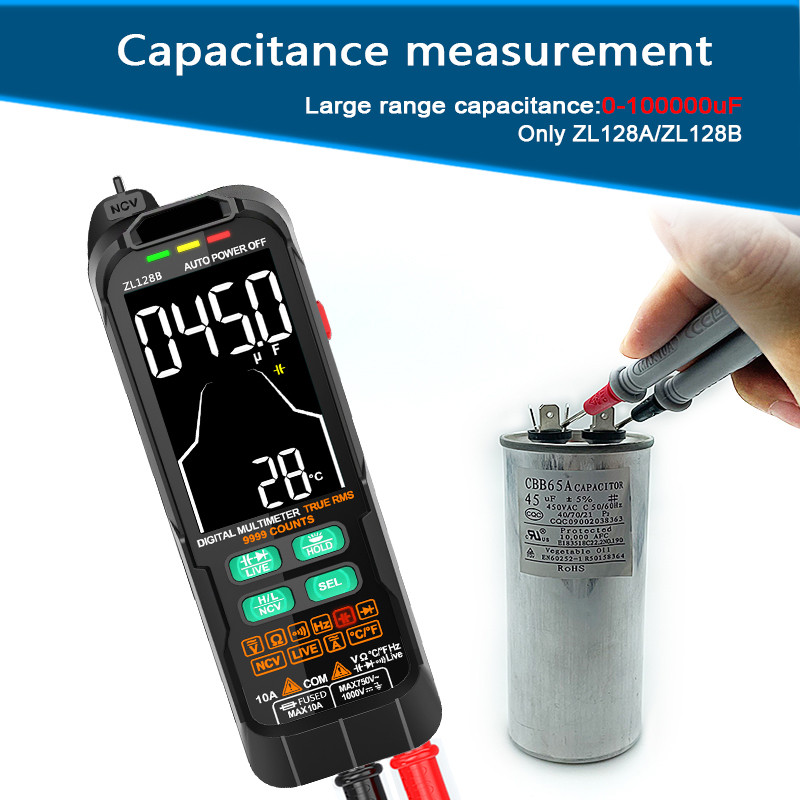 Digitālais multimetrs Maiņstrāvas un līdzstrāvas sprieguma un strāvas noteikšana USB uzlādes RMS NCV Intelligent Measurement Temperature Multimeter