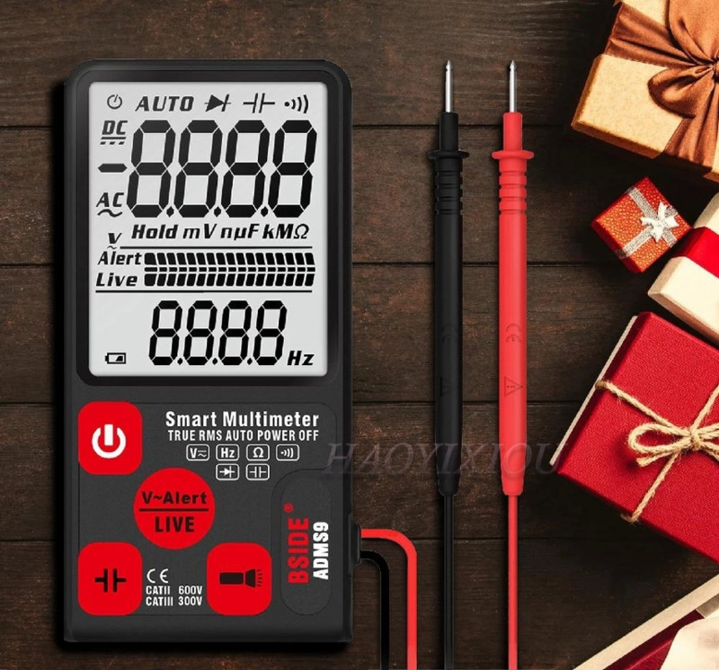 Multimetru digital cu afișaj LCD automat ADMS9 3,5" LCD cu afișaj cu 3 linii Voltmetru AC DC Tensiune NCV Tester de rezistență Ohm Hz