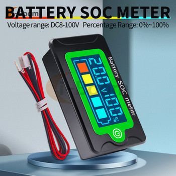 Αδιάβροχη ένδειξη χωρητικότητας μπαταρίας DC Voltmeter 8-100V Lead Acid Lithium Iron Battery Tester SOC Meter 12V 24V 48V 72V