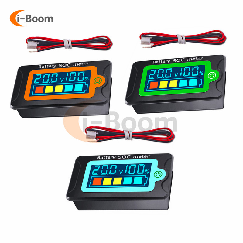 Vandeniui atsparus akumuliatoriaus talpos indikatorius DC voltmetras 8-100V švino rūgšties ličio geležies baterijos testeris SOC matuoklis 12V 24V 48V 72V