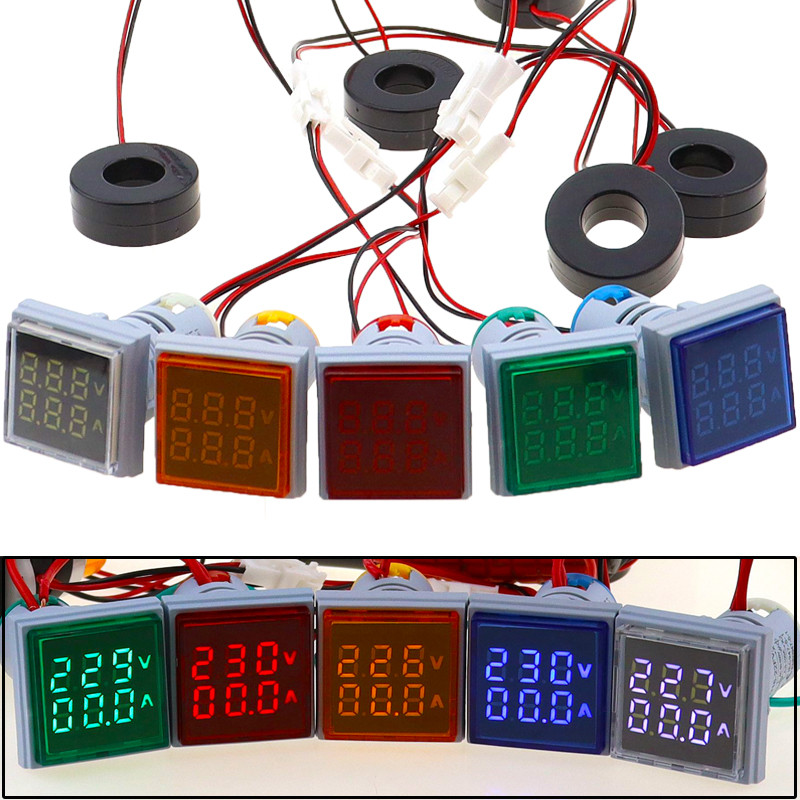 AC 60-500V 1-100A LED Voltmetru digital Ampermetru Hertz HZ Lumini de semnalizare 220V Tensiune Contor de curent Volt Amperi Tester Detector