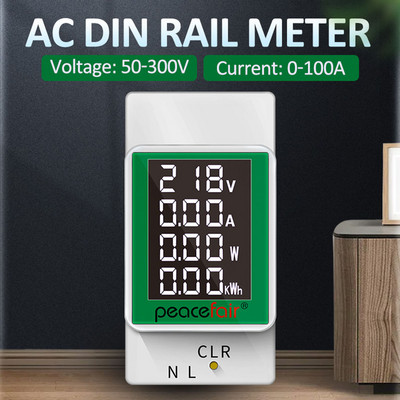 AC50-300V/100A többfunkciós sínfeszültség-árammérő Wattméter energiamérő Digitális ampermérő Voltmérő műszerteszter