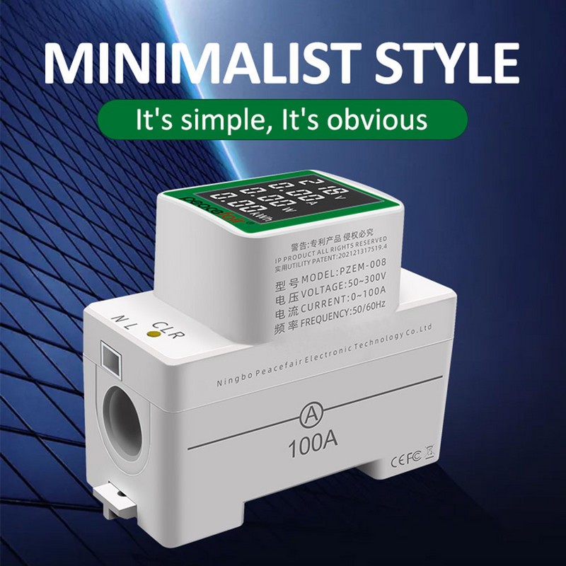 AC50-300V/100A többfunkciós sínfeszültség-árammérő Wattméter energiamérő Digitális ampermérő Voltmérő műszerteszter