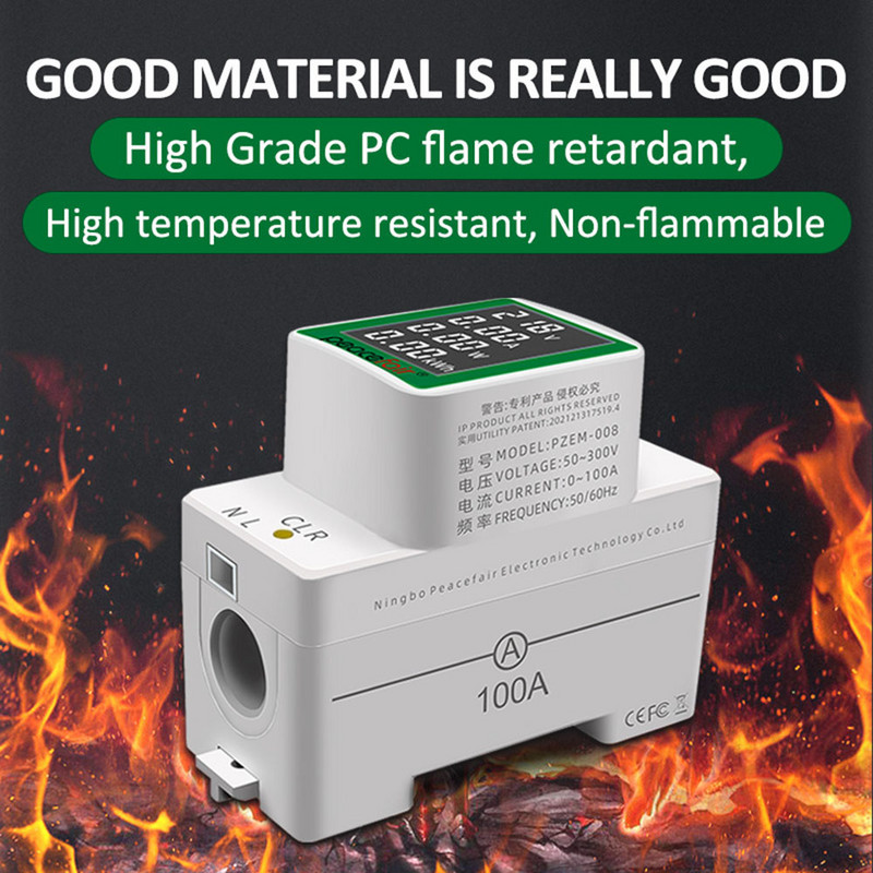 AC50-300V/100A többfunkciós sínfeszültség-árammérő Wattméter energiamérő Digitális ampermérő Voltmérő műszerteszter