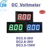 Voltmetru digital YB27 LED DC 2,5 V 2,8 V la 30 V 150 V Contor de panou de tensiune Roșu Albastru Verde Electromobil Motocicletă Indicator voltaj auto