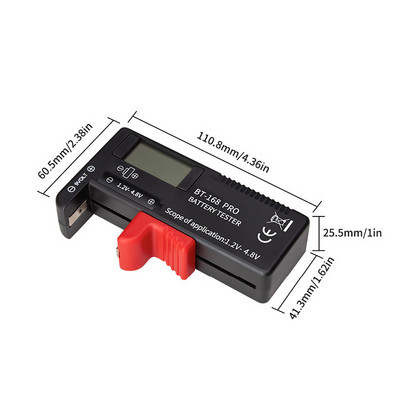 Tester digital pentru baterii BT-168D Tester universal de capacitate AA/AAA/9V/1.5V Baterie buton Contor cu coduri de culoare Indicator