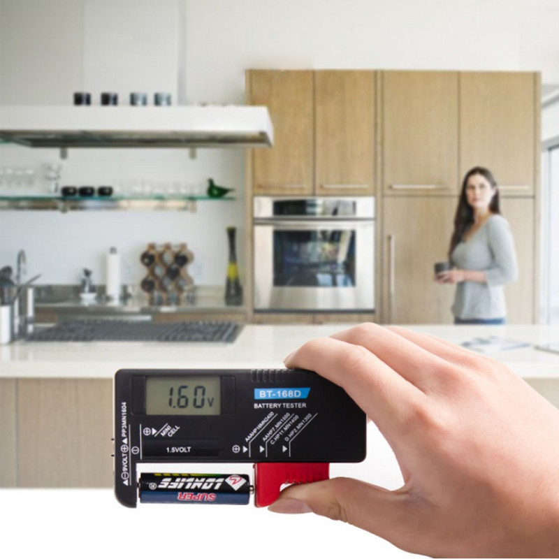 Tester digital pentru baterii BT-168D Tester universal de capacitate AA/AAA/9V/1.5V Baterie buton Contor cu coduri de culoare Indicator