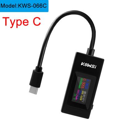 KWS-066C Type-C Tester DC4-30V Μετρητής τάσης Χρονισμός Αμπερόμετρο Ψηφιακής οθόνης διακοπής ρεύματος Δοκιμαστής τάσης ρεύματος 2 δρόμων