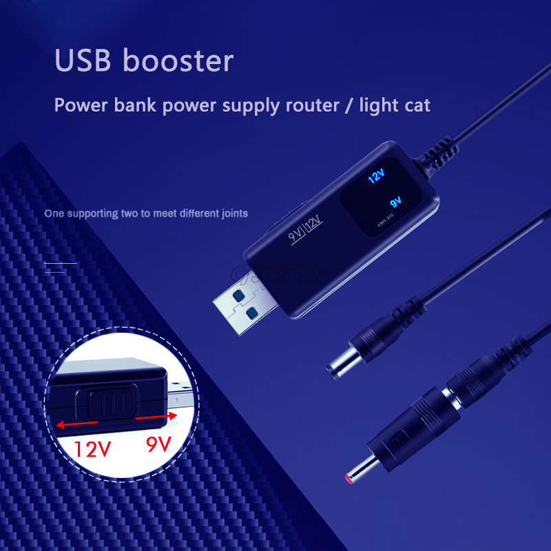 USB Boost Converter DC5V – 9V 12V USB Step Up Converter kábel 3,5x1,35mm csatlakozó tápegység töltőhöz Táp átalakító