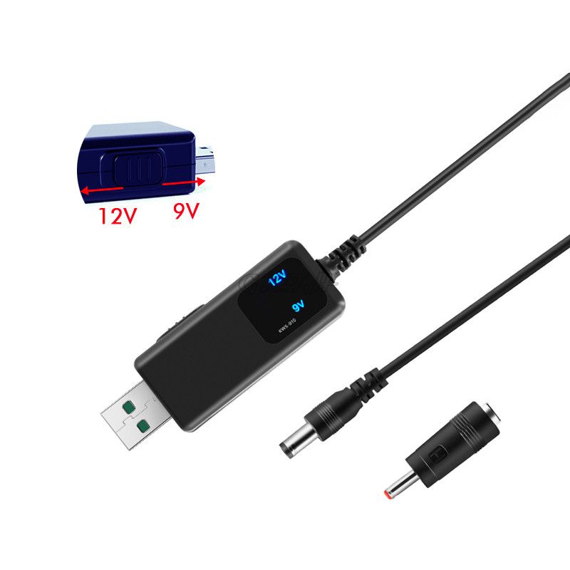 USB Boost Converter DC5V – 9V 12V USB Step Up Converter kábel 3,5x1,35mm csatlakozó tápegység töltőhöz Táp átalakító