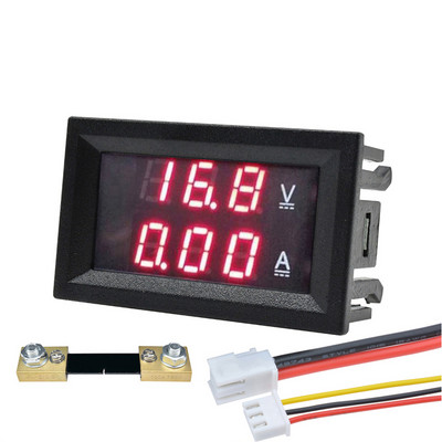 DC 100V 50A 100A Voltmérő Ampermérő Kék+Piros LED Amp Dual Digital Volt Amper mérő 50A75mV 100A Shunt Voltmeter autós modul