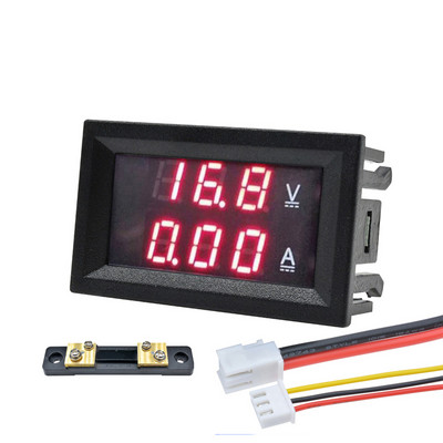 DC 100V 50A 100A Voltmérő Ampermérő Kék+Piros LED Amp Dual Digital Volt Amper mérő 50A75mV 100A Shunt Voltmeter autós modul