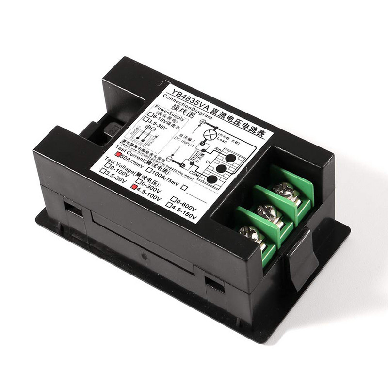 DC 100V 50A 100A voltmetro ampermetras mėlynas + raudonas LED stiprintuvas Dviejų skaitmeninių voltų stiprintuvų matuoklis 50A75mV 100A šunto voltmetro automobilio modulis