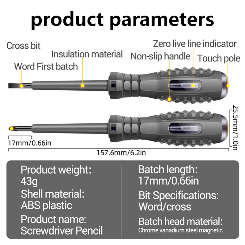 Tester de tensiune electrică 1 PC Șurubelniță fără contact pentru test de inducție Creion Voltmetru Instrumente pentru detector de putere pentru electricieni