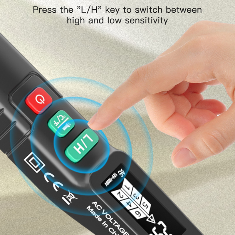 Detector de tensiune AC fără contact Instrumente electrice LCD Indicator vizual inteligent de tensiune Tester Pen Test de tensiune AC 12-1000V