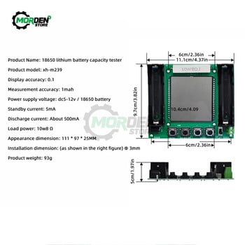 XH-M239 Lithium Battery 18650 True Capacity Tester Module MaH/mwH Digital Measurement Tool for Electronic Device Battery Tester