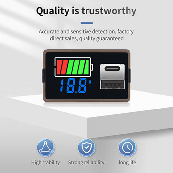 Διπλό USB Type-C Voltmeter Car Panel Voltage Meter 12V-24V 3S-23S Lithium Battery Capacity Indicator Tester Li-ion Lead Acid 4829