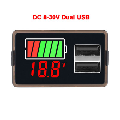 Διπλό USB Type-C Voltmeter Car Panel Voltage Meter 12V-24V 3S-23S Lithium Battery Capacity Indicator Tester Li-ion Lead Acid 4829