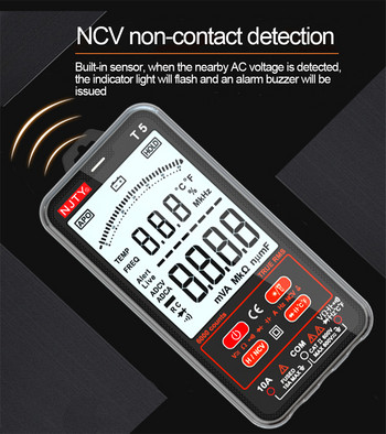 Εξαιρετικά λεπτό ψηφιακό πολύμετρο True RMS AC DC Ρεύμα NCV Voltmeter Ohm Hz Δοκιμαστής διόδου χωρητικότητας 6000 μετρήσεις NJTY T5