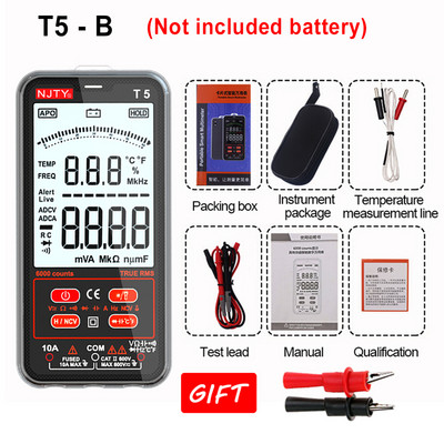 Ultravékony digitális multiméter True RMS AC DC áram NCV Voltmérő Ohm Hz Kapacitásdióda tesztelő 6000 Szám NJTY T5