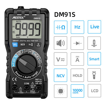 DM91 viedais multimetrs digitālais maiņstrāvas līdzstrāvas strāvas sprieguma pārbaudes vads automātiskā diapazona T-RMS multimetra digitālais profesionāls kapacitātes testeris