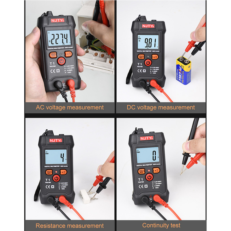 Pocket Smart Digital Multimeter Mini Automotive Tester True RMS NCV 600V AC DC Voltage Tester Φορητό ηλεκτρικό πολύμετρο T1