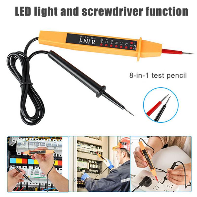 Naujas 8 in 1 6–380 V įtampos tikrintuvas rašiklis poliškumo srovės tikrintuvas Įtampa kintamosios srovės / nuolatinės srovės įrankis Elektriniai įtampos matuokliai Prietaisai