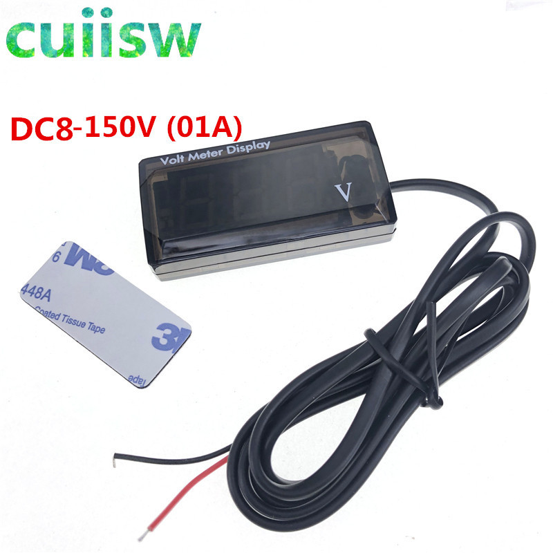 Vízálló voltmérő DC 8V-150V 0,56 hüvelykes LED kijelző digitális panel feszültségmérő teszter 12V 24V autó motorkerékpárhoz IPX6