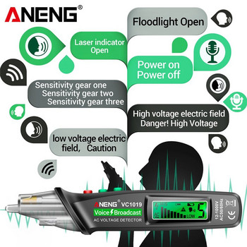 Сензор за позициониране на гласово излъчване 12V-1000V тестер за напрежение Детектор за електрически проводници Електроскоп в стил на безконтактна писалка