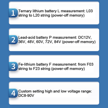 12V 24V 48V DC Χωρητικότητα μπαταρίας Voltmeter Ένδειξη Μετρητής ισχύος για μπαταρίες λιθίου Μπαταρίες μολύβδου-οξέος Ποσοστό χωρητικότητας
