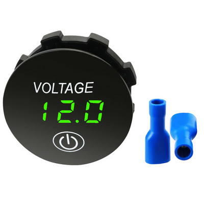 DC 12V-24V LED Mini kerek digitális feszültségmérő érintéssel ON OFF kapcsolóval mérőműszer autók/motorkerékpárok/motorcsónakok/teherautók felszereléséhez