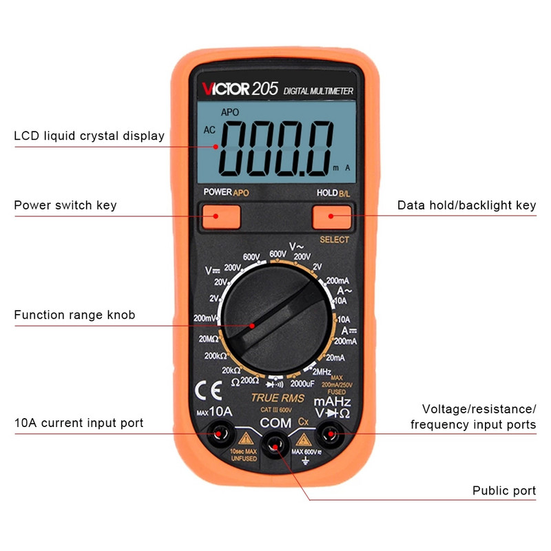 RuoShui 202 mini multimetrs pārnēsājams profesionālais mērīšanas sprieguma strāvas pretestības mērītājs Ture RMS ģimenes kabatas digitālais testeris