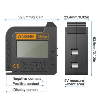 168 Max Universal Digital Battery Capacity Tester for Lithium 18650 AA AAA 6F22 9V CR2032 Cell Button Batteries