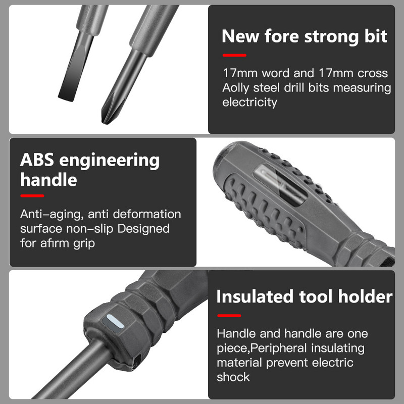 Skaitmeninis įtampos testerio rašiklis kintamosios srovės bekontaktis indukcinis bandymo pieštukas voltmetras galios detektorius elektrinis atsuktuvo indikatorius