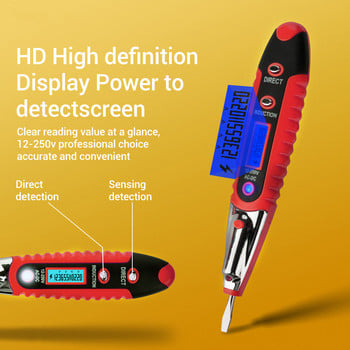 Мултицифров тестов молив AC DC 12-250V тестер Електрическа отвертка LCD дисплей Детектор за напрежение Тестова писалка Инструменти за електротехник