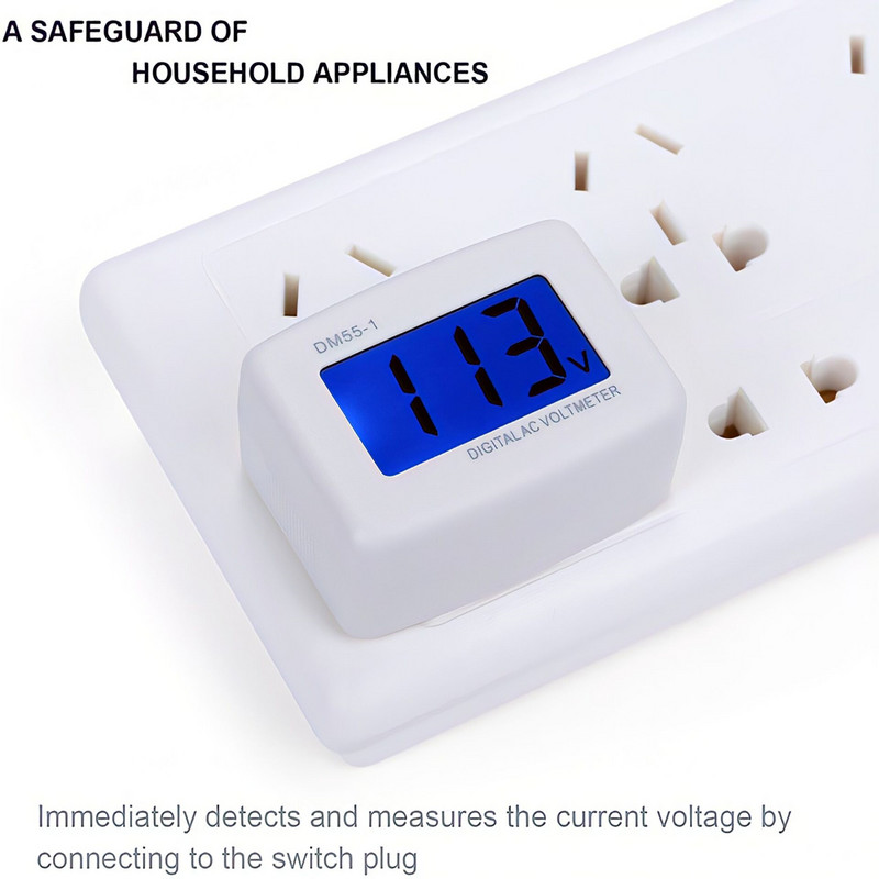 DM55-1 digitālais voltmetrs ES ASV spraudnis voltmetra ligzda sprieguma testeris LCD displejs sprieguma mērītājs 110V 220V sienas plakans sprieguma mērītājs
