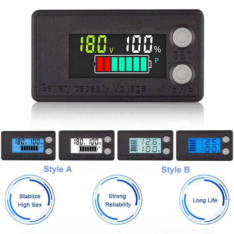 6133A Βολτόμετρο μπαταρίας DC 8V-100V Ένδειξη χωρητικότητας Μετρητής ισχύος Lithium LiFePO4 Lead-acid Cell 12V 24V 48V with Waterproofing