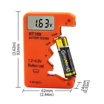 Ψηφιακός ελεγκτής μπαταρίας Οθόνη LCD Δοκιμή μπαταρίας C/AA/AAA/D/N/9V/1,5V Κουμπί Έλεγχος χωρητικότητας μπαταρίας Ανιχνευτής αναλυτής φορτίου