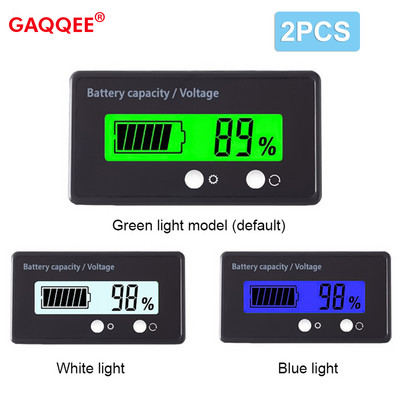 8-120V Капацитет на батерията Напрежение LCD дисплей за оловно-кисели литиево-йонни NCM LiFePO4 Батерия Индикатор за захранване Монитор Волтметър 2бр.