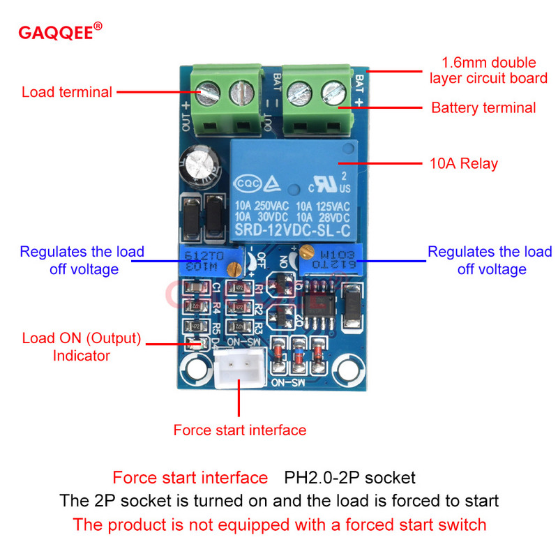 DC12V Storage Battery Protection Board Υπόταση Αυτόματος διακόπτης Recovery Protection Module Charging Controller Board