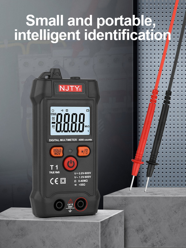 Intelligens multiméter digitális 600 V AC DC mini feszültségmérő T1 kézi True RMS Ohm Folytonosságvizsgáló 4000 Számoló Multimetro